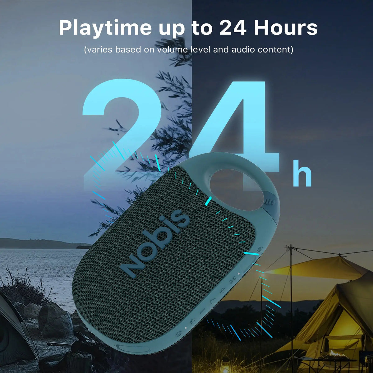 Portable Bluetooth Speaker with App, Clip N1 Speaker, Beat Mode, Up to 24H Playtime, IP68 Waterproof, BT 5.3, HD Sound, Stereo Pairing, Custom EQ, Perfect for Outdoor, Home and Adventure