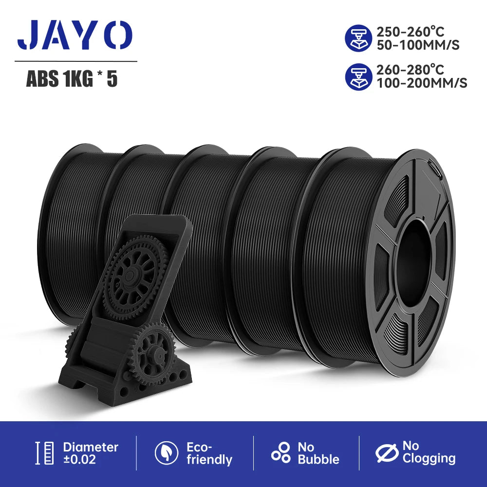 JAYO 3D Printer Filament  PETG PLA HSMPETG PLA PLUS 1.75mm 5Rolls 3D Printing Materials for 100% No Bubble &FDM 3D Pen DIY Gift
