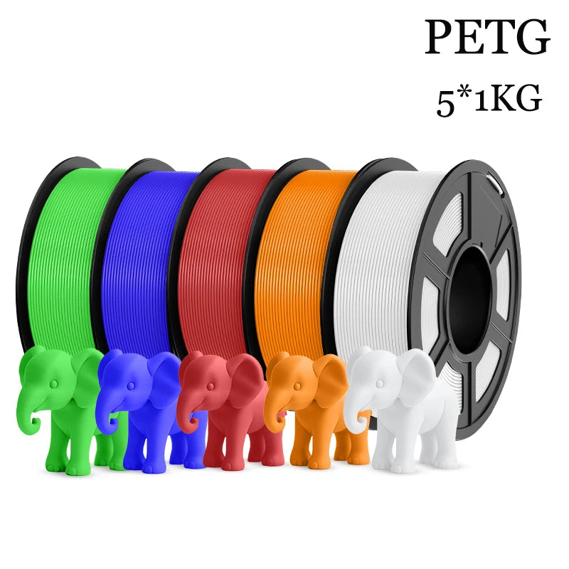 JAYO 3D Printer Filament  PETG PLA HSMPETG PLA PLUS 1.75mm 5Rolls 3D Printing Materials for 100% No Bubble &FDM 3D Pen DIY Gift