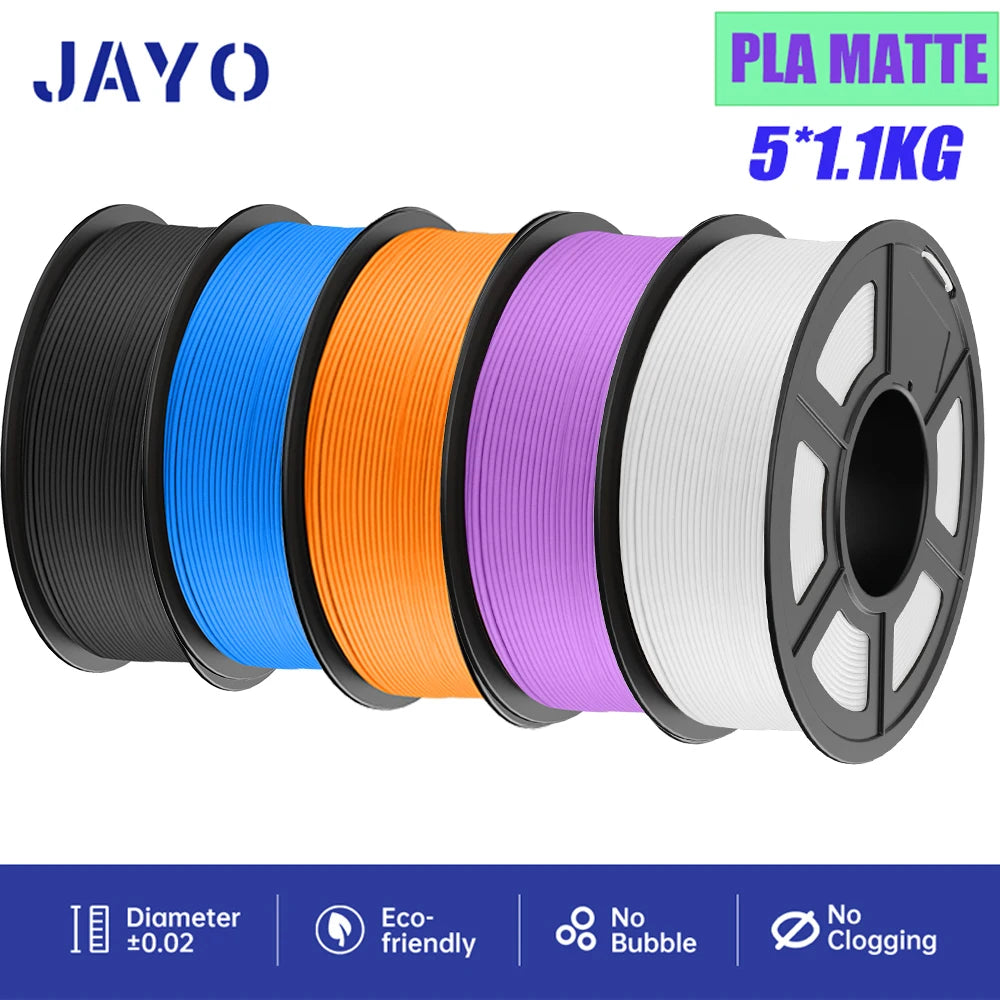 JAYO 3D Printer Filament  PETG PLA HSMPETG PLA PLUS 1.75mm 5Rolls 3D Printing Materials for 100% No Bubble &FDM 3D Pen DIY Gift