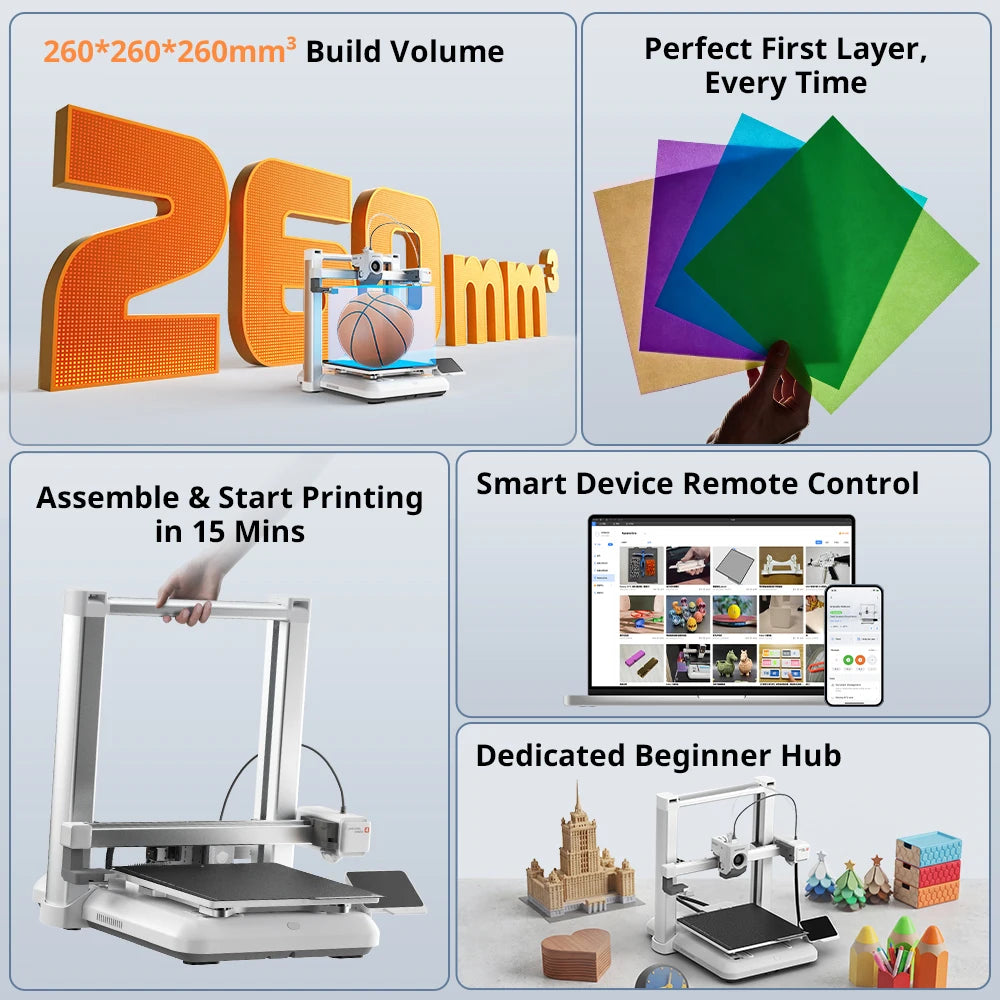 ANYCUBIC Kobra 4 Combo FDM MultiColor Print in 4 to 8 Color 3D Printer With Max 600mm/s Printing Speed Build Size 260x260x260mm