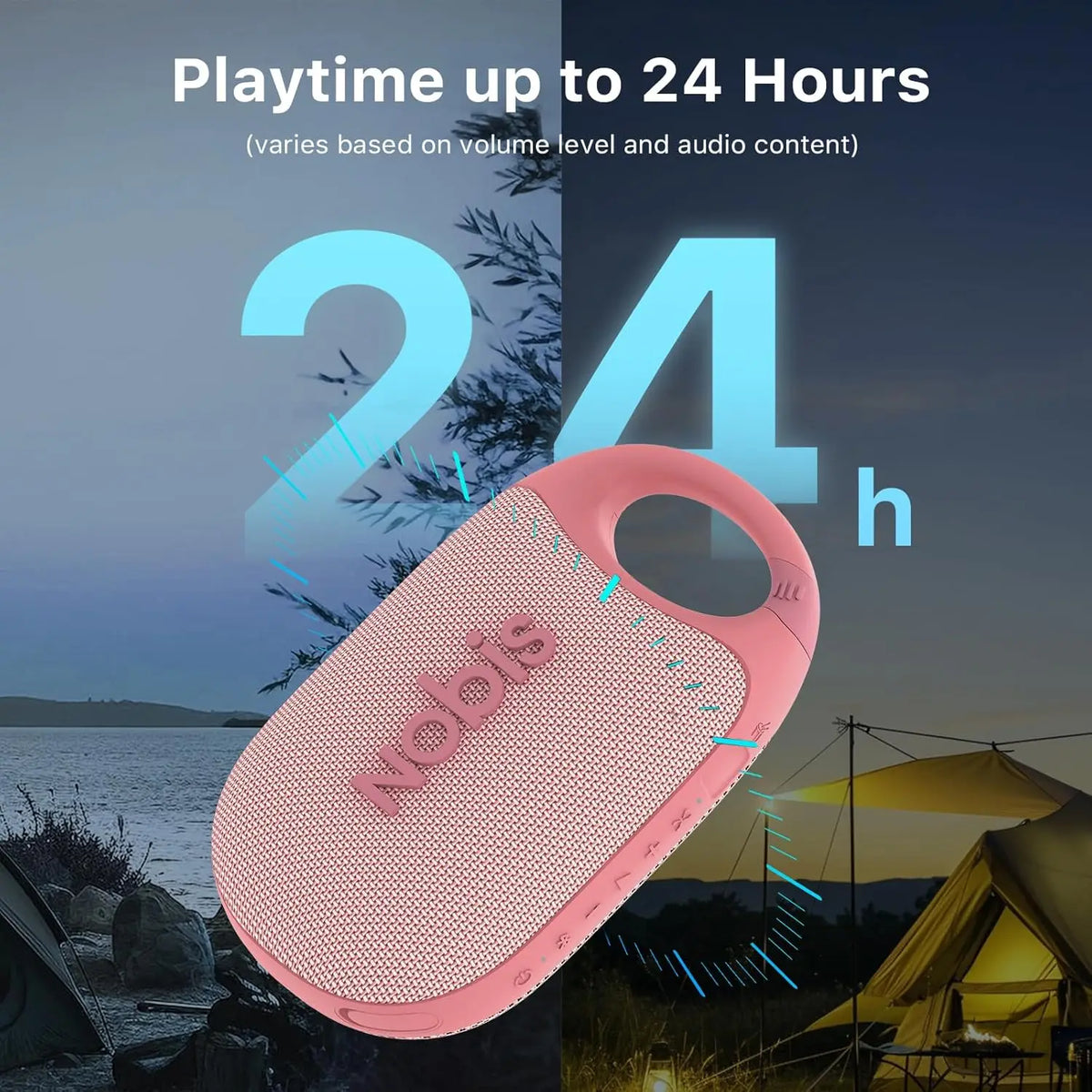 Portable Bluetooth Speaker with App, Clip N1 Speaker, Beat Mode, Up to 24H Playtime, IP68 Waterproof, BT 5.3, HD Sound, Stereo Pairing, Custom EQ, Perfect for Outdoor, Home and Adventure