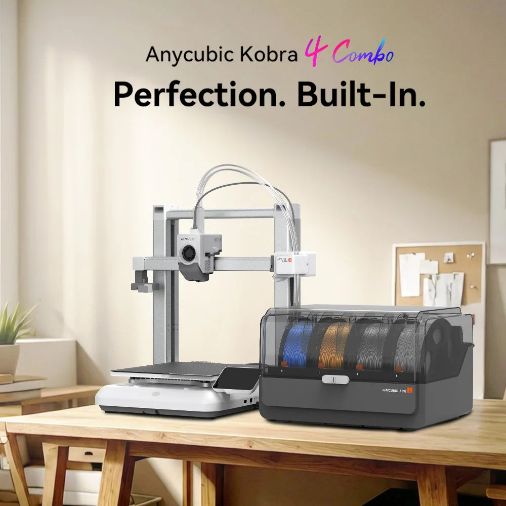 ANYCUBIC Kobra 4 Combo FDM MultiColor Print in 4 to 8 Color 3D Printer With Max 600mm/s Printing Speed Build Size 260x260x260mm