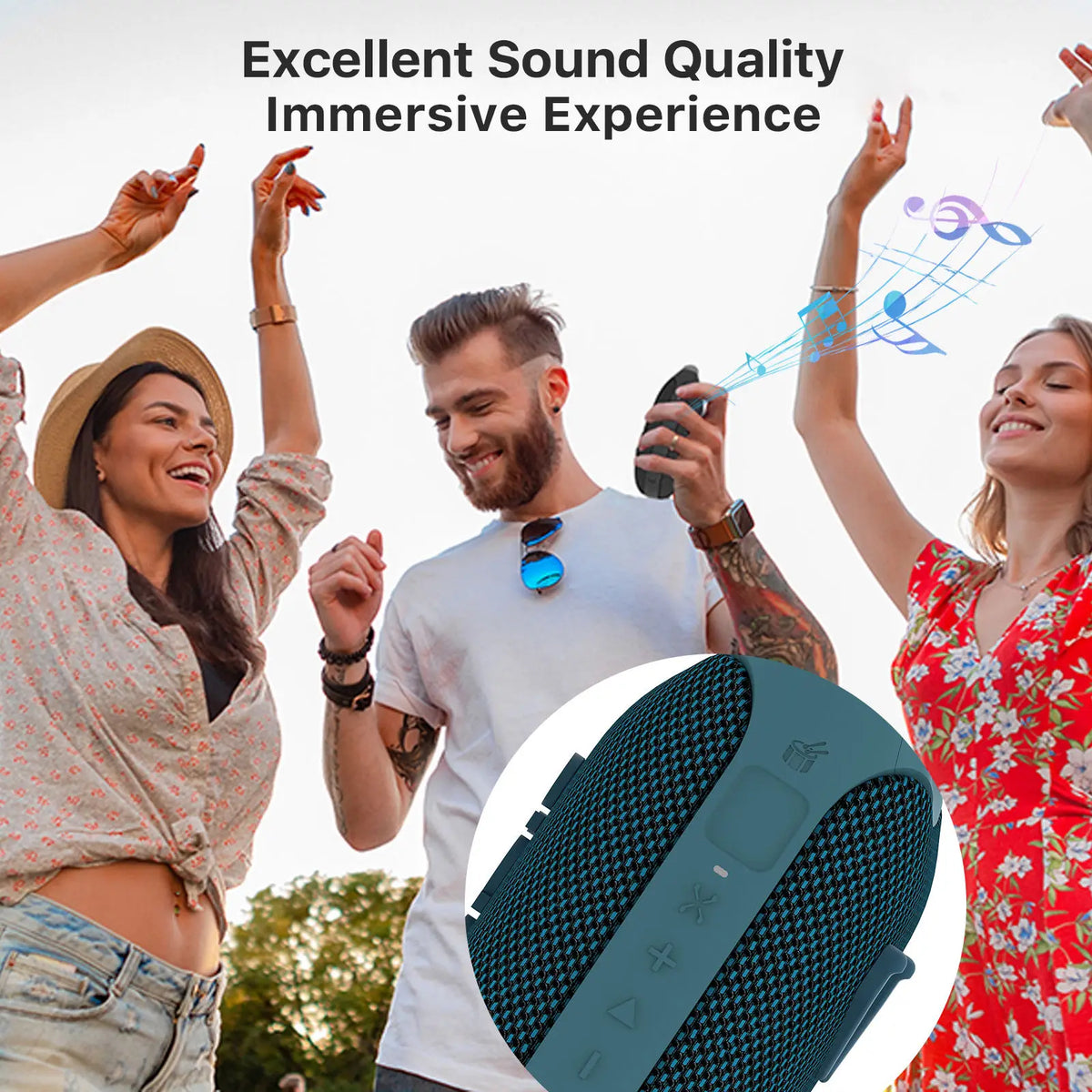 Portable Bluetooth Speaker with App, Clip N1 Speaker, Beat Mode, Up to 24H Playtime, IP68 Waterproof, BT 5.3, HD Sound, Stereo Pairing, Custom EQ, Perfect for Outdoor, Home and Adventure