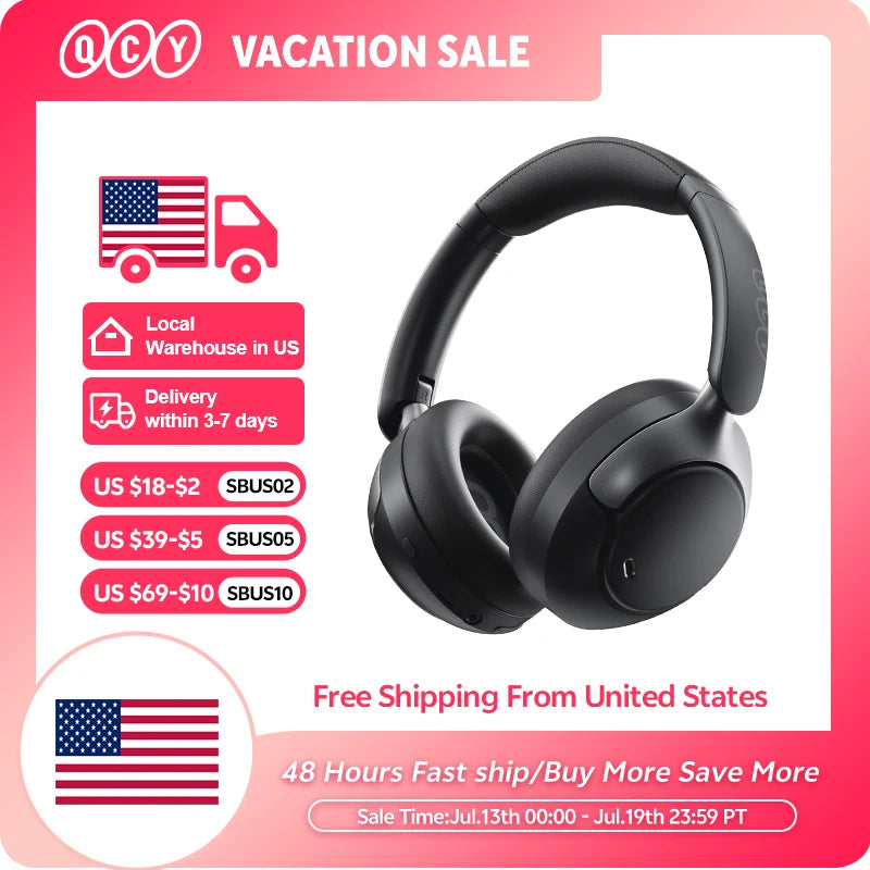 QCY H3 Pro ANC Wireless Headphone 50dB Noise Canceling Hi-Res Spatial Audio Earphone with LDAC Bluetooth 5.4 Over Ear Headset