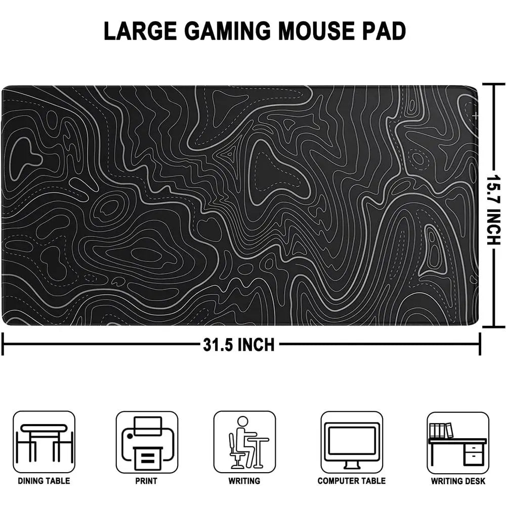 Extra Large Waterproof Gaming Mouse Pad with Stitched Edges, 31.5 x 15.7, Non-Slip Rubber Base, Ideal for Big Keyboards and Game
