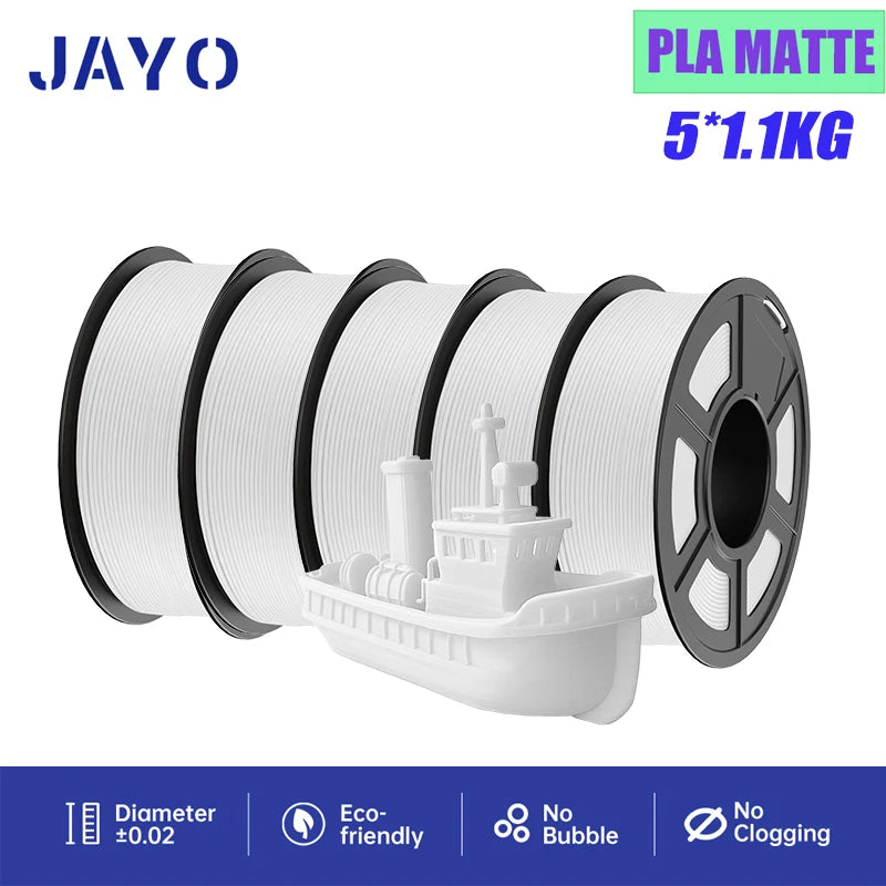 JAYO 3D Printer Filament  PETG PLA HSMPETG PLA PLUS 1.75mm 5Rolls 3D Printing Materials for 100% No Bubble &FDM 3D Pen DIY Gift