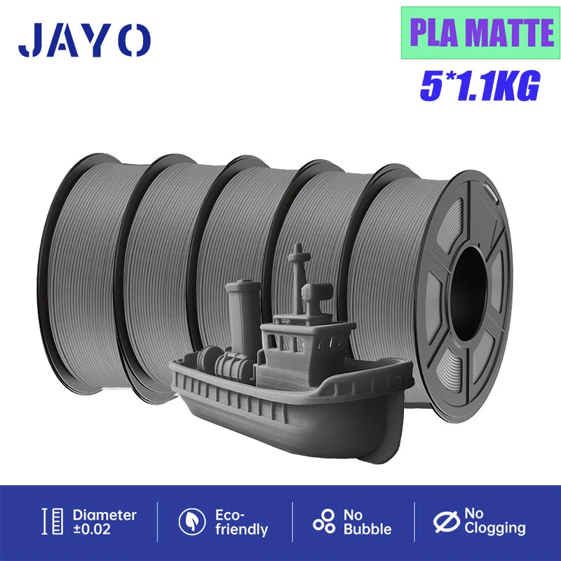 JAYO 3D Printer Filament  PETG PLA HSMPETG PLA PLUS 1.75mm 5Rolls 3D Printing Materials for 100% No Bubble &FDM 3D Pen DIY Gift