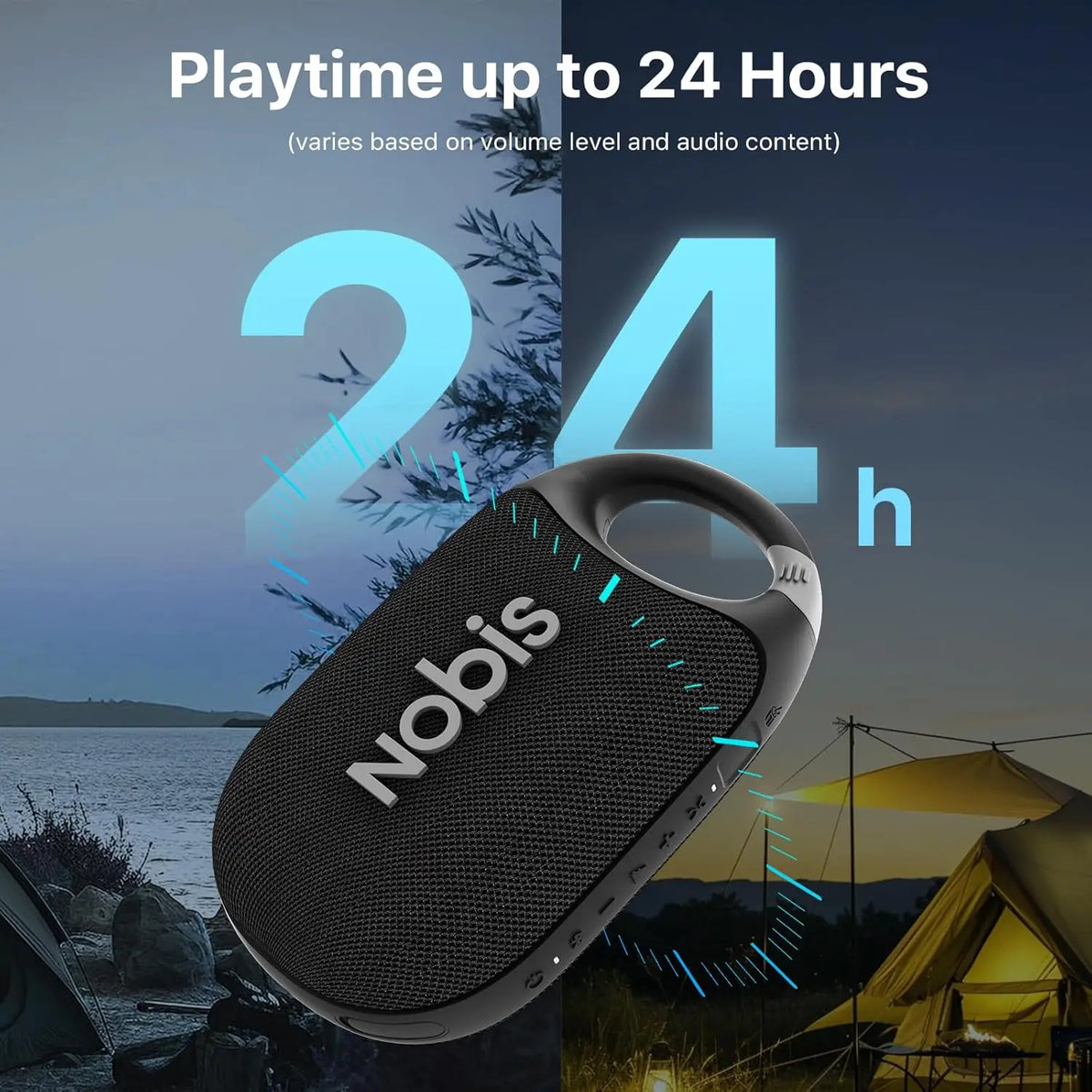 Portable Bluetooth Speaker with App, Clip N1 Speaker, Beat Mode, Up to 24H Playtime, IP68 Waterproof, BT 5.3, HD Sound, Stereo Pairing, Custom EQ, Perfect for Outdoor, Home and Adventure